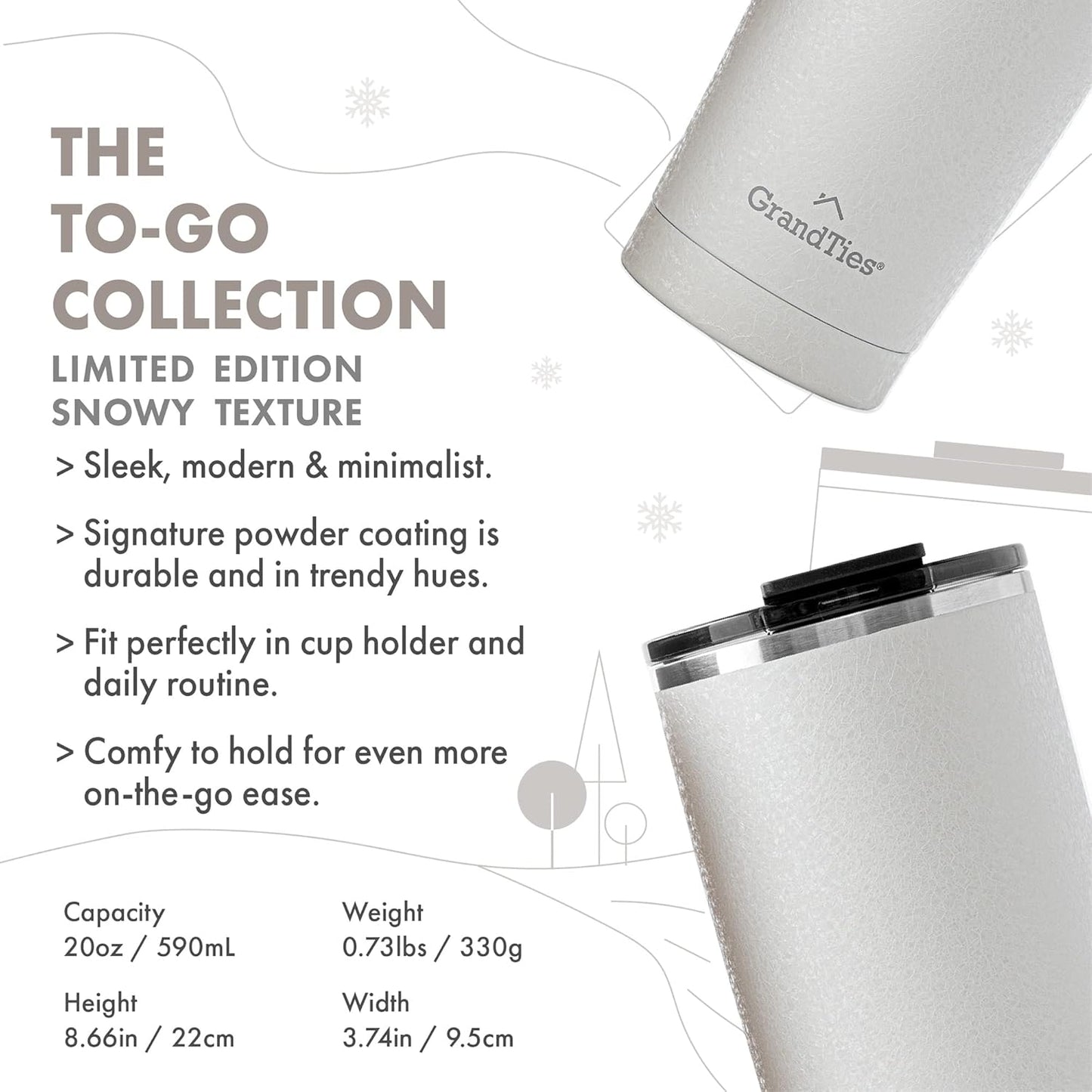 Insulated Coffee Tumbler Cup w/Tritan Lid | Leak Proof, Reusable, Double Walled Vacuum Stainless Steel Water Bottle Travel Mug | Thermal Cups for Hot and Cold Drinks | 20oz | Periwinkle