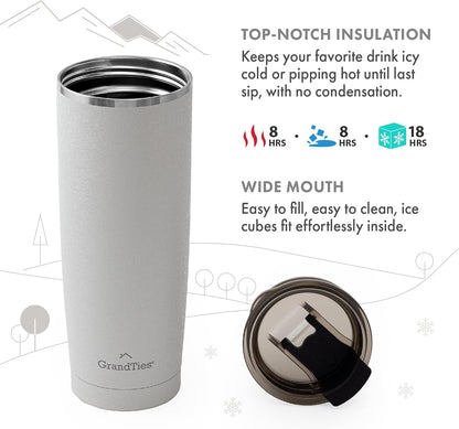 Insulated Coffee Tumbler Cup w/Tritan Lid | Leak Proof, Reusable, Double Walled Vacuum Stainless Steel Water Bottle Travel Mug | Thermal Cups for Hot and Cold Drinks | 20oz | Periwinkle