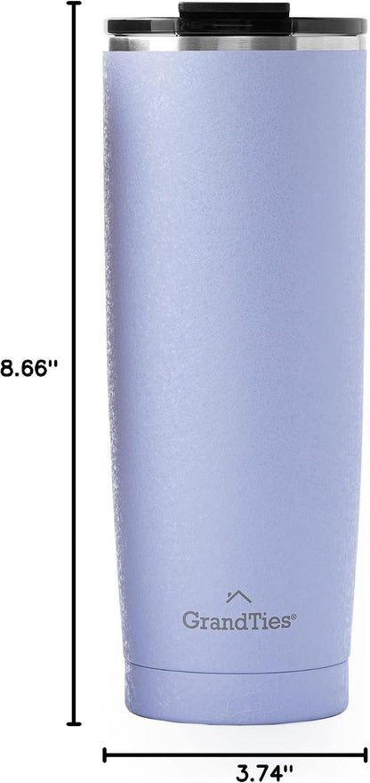Insulated Coffee Tumbler Cup w/Tritan Lid | Leak Proof, Reusable, Double Walled Vacuum Stainless Steel Water Bottle Travel Mug | Thermal Cups for Hot and Cold Drinks | 20oz | Periwinkle