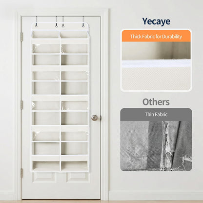 Over The Door Organizer, 6 Tier Extra Large Behind Door Storage of 12 Compartments, 80lbs Heavy Duty Door Organizer Hanging with Clear Window for Closet Bedroom Pantry Bathroom, Grey