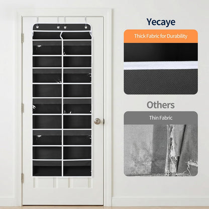 Over The Door Organizer, 6 Tier Extra Large Behind Door Storage of 12 Compartments, 80lbs Heavy Duty Door Organizer Hanging with Clear Window for Closet Bedroom Pantry Bathroom, Grey