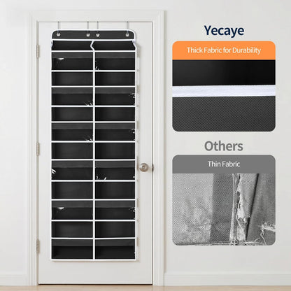 Over The Door Organizer, 6 Tier Extra Large Behind Door Storage of 12 Compartments, 80lbs Heavy Duty Door Organizer Hanging with Clear Window for Closet Bedroom Pantry Bathroom, Grey