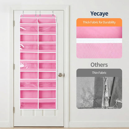 Over The Door Organizer, 6 Tier Extra Large Behind Door Storage of 12 Compartments, 80lbs Heavy Duty Door Organizer Hanging with Clear Window for Closet Bedroom Pantry Bathroom, Grey