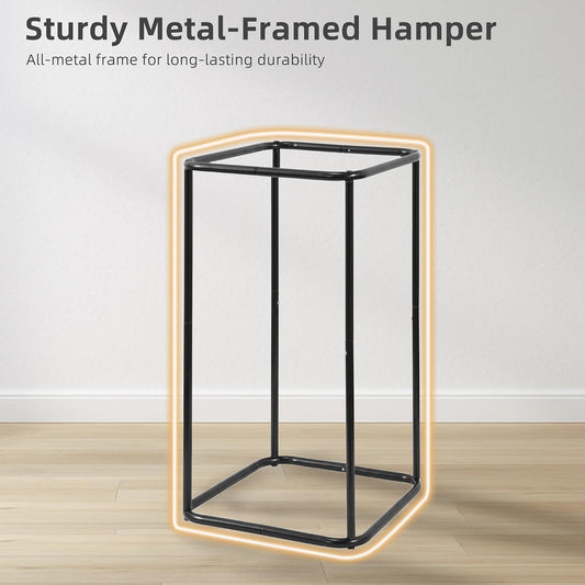 Large Laundry Hamper, 23.7 Gal. Metal Laundry Basket with Removable Bag for Easy Carry, Strong Dirty Clothes Hamper for Bedroom, Bathroom, Dorm, College, 90L Grey