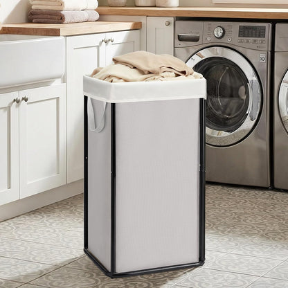 Large Laundry Hamper, 23.7 Gal. Metal Laundry Basket with Removable Bag for Easy Carry, Strong Dirty Clothes Hamper for Bedroom, Bathroom, Dorm, College, 90L Grey