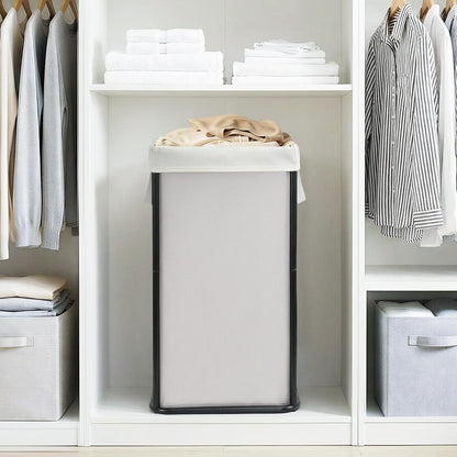 Large Laundry Hamper, 23.7 Gal. Metal Laundry Basket with Removable Bag for Easy Carry, Strong Dirty Clothes Hamper for Bedroom, Bathroom, Dorm, College, 90L Grey