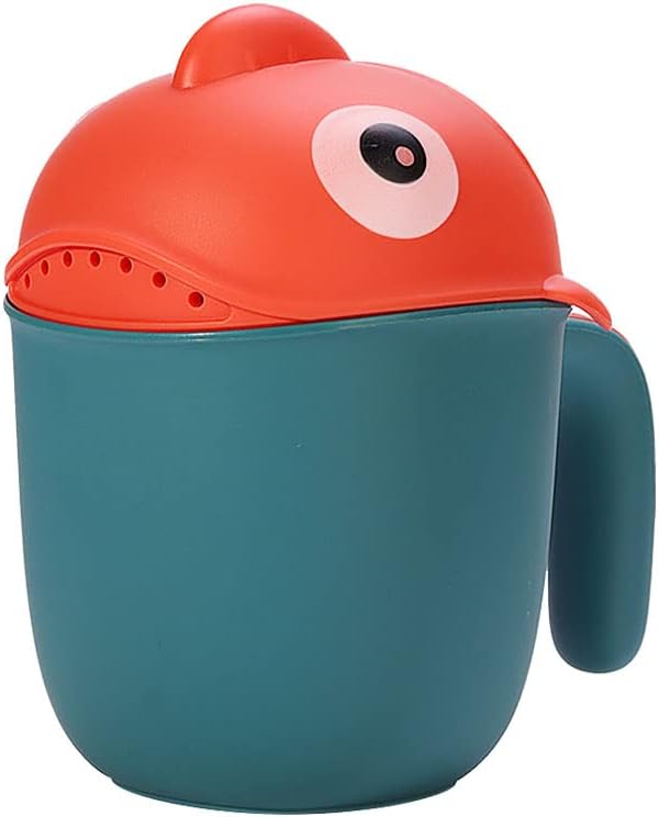 Baby Rinse Cup, Cute Cartoon Fish Baby Bath Rinser Baby Rinser Pail Shampoo Rinser, Newborn Bath Shower Wash Hair Cup for Rotecting Infant Eyes