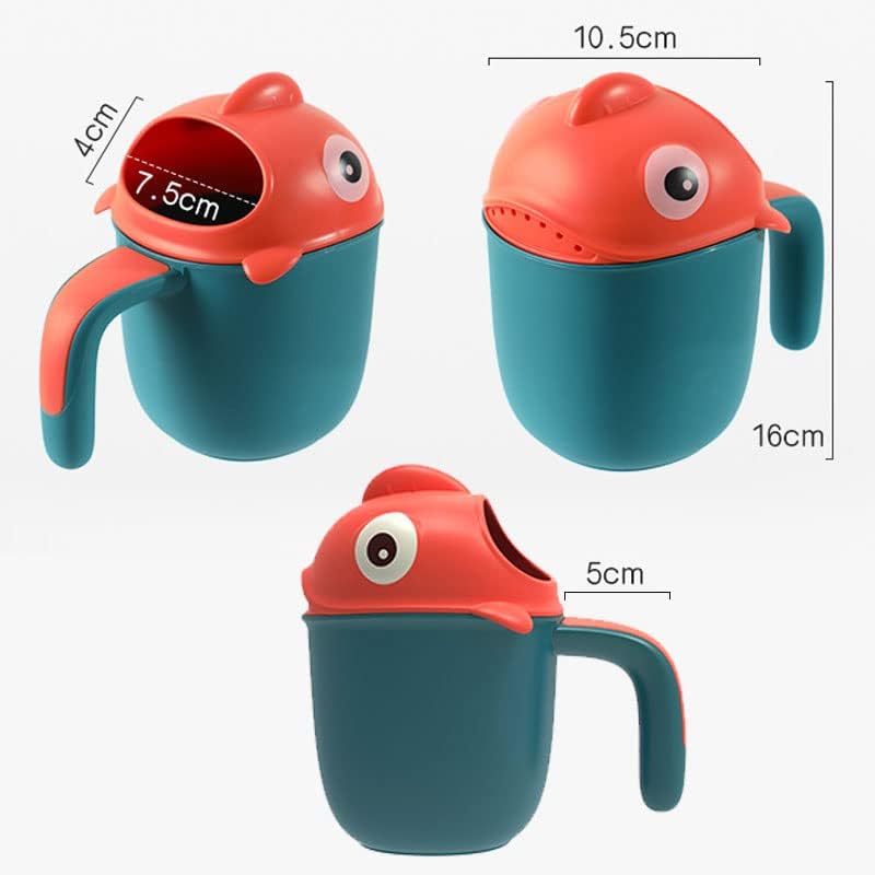 Baby Rinse Cup, Cute Cartoon Fish Baby Bath Rinser Baby Rinser Pail Shampoo Rinser, Newborn Bath Shower Wash Hair Cup for Rotecting Infant Eyes