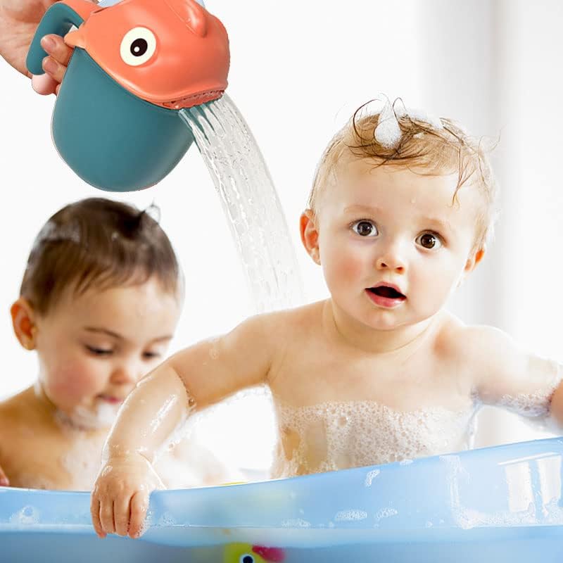 Baby Rinse Cup, Cute Cartoon Fish Baby Bath Rinser Baby Rinser Pail Shampoo Rinser, Newborn Bath Shower Wash Hair Cup for Rotecting Infant Eyes