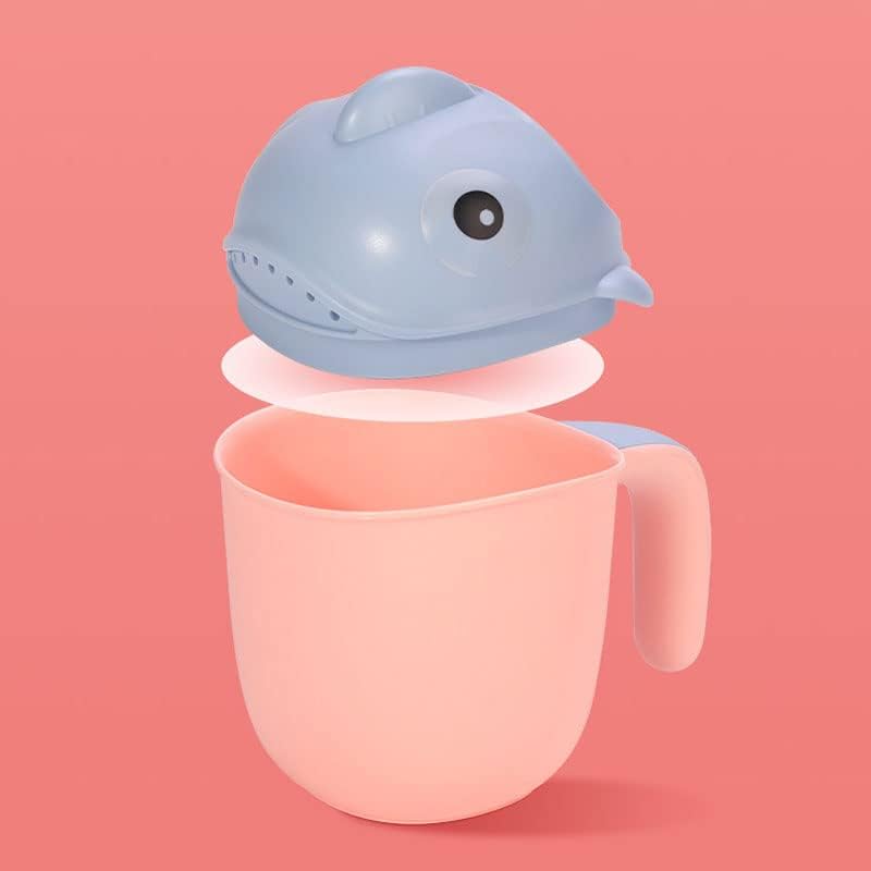 Baby Rinse Cup, Cute Cartoon Fish Baby Bath Rinser Baby Rinser Pail Shampoo Rinser, Newborn Bath Shower Wash Hair Cup for Rotecting Infant Eyes