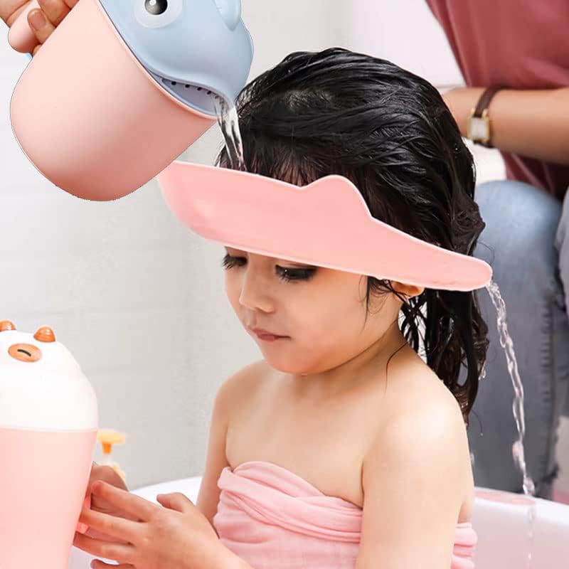 Baby Rinse Cup, Cute Cartoon Fish Baby Bath Rinser Baby Rinser Pail Shampoo Rinser, Newborn Bath Shower Wash Hair Cup for Rotecting Infant Eyes