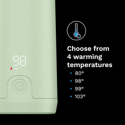 SuperFast Portable Bottle Warmer 3x Faster than Others, Travel Milk Formula Warmer with 4 Temperature Settings, 9oz Capacity, USB Rechargeable, Safe & Even Heating, No Adapters, Sage Green