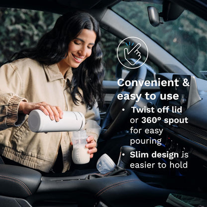 SuperFast Portable Bottle Warmer 3x Faster than Others, Travel Milk Formula Warmer with 4 Temperature Settings, 9oz Capacity, USB Rechargeable, Safe & Even Heating, No Adapters, Sage Green