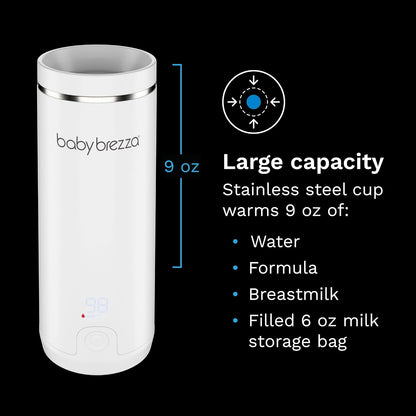 SuperFast Portable Bottle Warmer 3x Faster than Others, Travel Milk Formula Warmer with 4 Temperature Settings, 9oz Capacity, USB Rechargeable, Safe & Even Heating, No Adapters, Sage Green