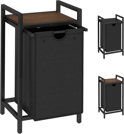 Laundry Hamper, Two-Color Laundry Basket with Removable Laundry Bag and Top Shelf, Clothes Hamper for Samll Space,Laundry Room, Bedroom, Bathroom
