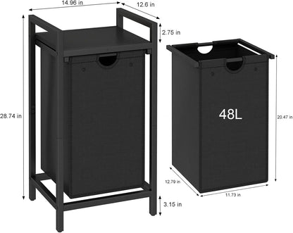 Laundry Hamper, Two-Color Laundry Basket with Removable Laundry Bag and Top Shelf, Clothes Hamper for Samll Space,Laundry Room, Bedroom, Bathroom