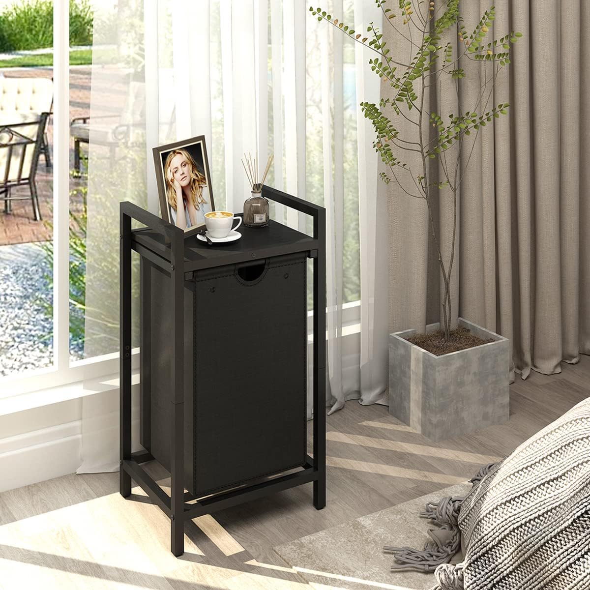 Laundry Hamper, Two-Color Laundry Basket with Removable Laundry Bag and Top Shelf, Clothes Hamper for Samll Space,Laundry Room, Bedroom, Bathroom