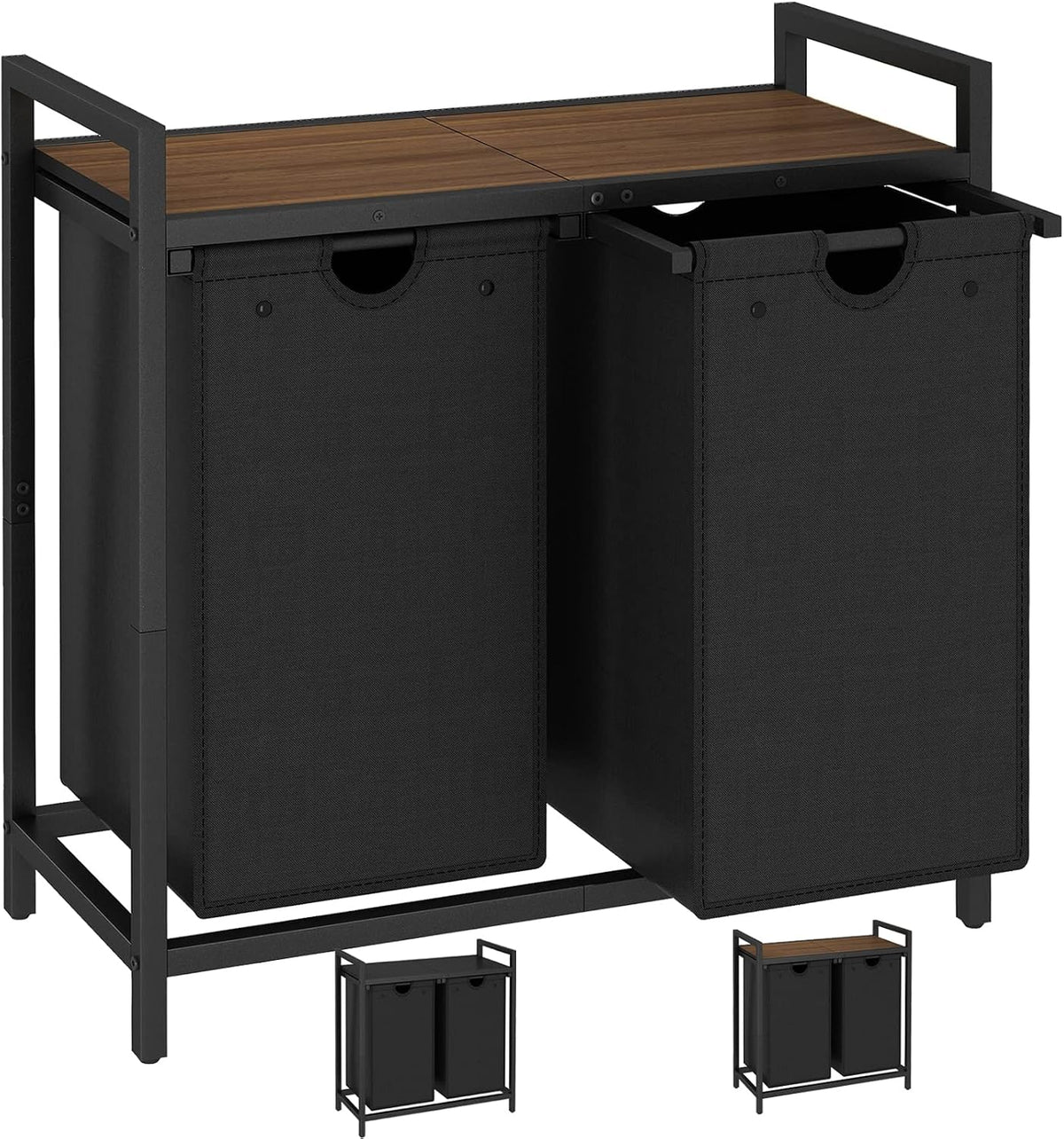 Laundry Hamper, Two-Color Laundry Basket with Removable Laundry Bag and Top Shelf, Clothes Hamper for Samll Space,Laundry Room, Bedroom, Bathroom