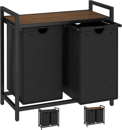 Laundry Hamper, Two-Color Laundry Basket with Removable Laundry Bag and Top Shelf, Clothes Hamper for Samll Space,Laundry Room, Bedroom, Bathroom