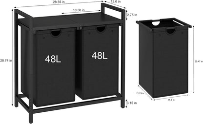 Laundry Hamper, Two-Color Laundry Basket with Removable Laundry Bag and Top Shelf, Clothes Hamper for Samll Space,Laundry Room, Bedroom, Bathroom