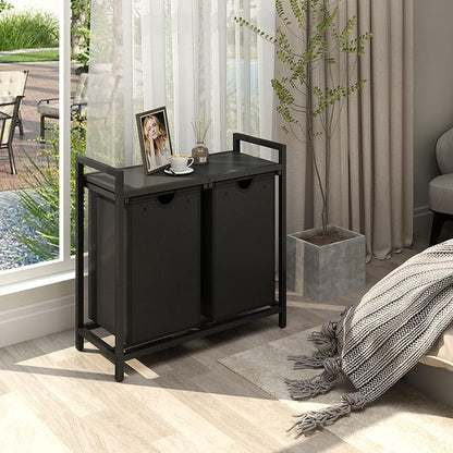Laundry Hamper, Two-Color Laundry Basket with Removable Laundry Bag and Top Shelf, Clothes Hamper for Samll Space,Laundry Room, Bedroom, Bathroom