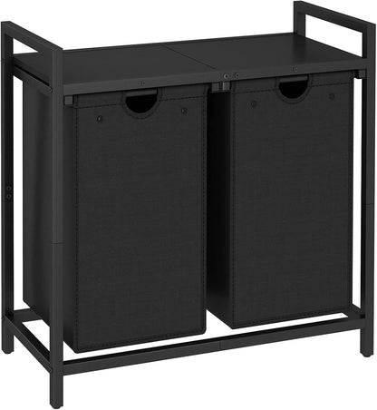 Laundry Hamper, Two-Color Laundry Basket with Removable Laundry Bag and Top Shelf, Clothes Hamper for Samll Space,Laundry Room, Bedroom, Bathroom