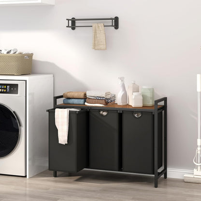 Laundry Hamper, Two-Color Laundry Basket with Removable Laundry Bag and Top Shelf, Clothes Hamper for Samll Space,Laundry Room, Bedroom, Bathroom