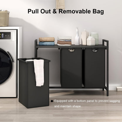 Laundry Hamper, Two-Color Laundry Basket with Removable Laundry Bag and Top Shelf, Clothes Hamper for Samll Space,Laundry Room, Bedroom, Bathroom