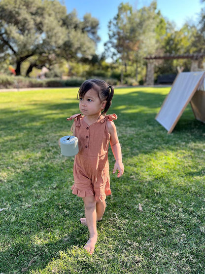 SiliSnacker™ Snack Cup 2 Pack | Silicone Snack Container | Toddler and Baby Snack Catcher (Latte & Desert Sage)