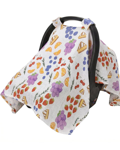 Car Seat Cover Baby Girl, 100% Cotton Muslin Infant Carseat Canopy