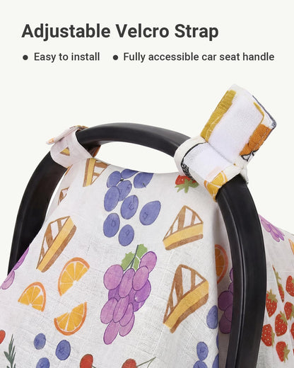 Car Seat Cover Baby Girl, 100% Cotton Muslin Infant Carseat Canopy