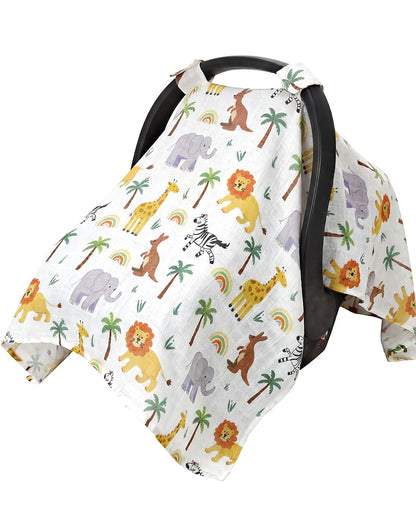 Car Seat Cover Baby Girl, 100% Cotton Muslin Infant Carseat Canopy