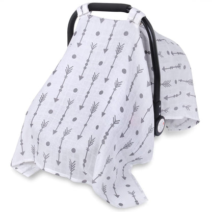 Car Seat Cover Baby Girl, 100% Cotton Muslin Infant Carseat Canopy