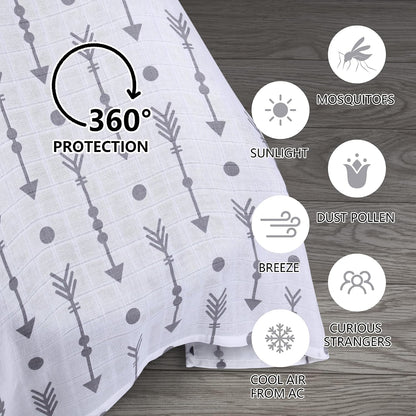 Car Seat Cover Baby Girl, 100% Cotton Muslin Infant Carseat Canopy