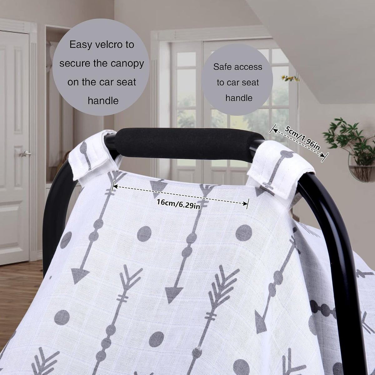 Car Seat Cover Baby Girl, 100% Cotton Muslin Infant Carseat Canopy
