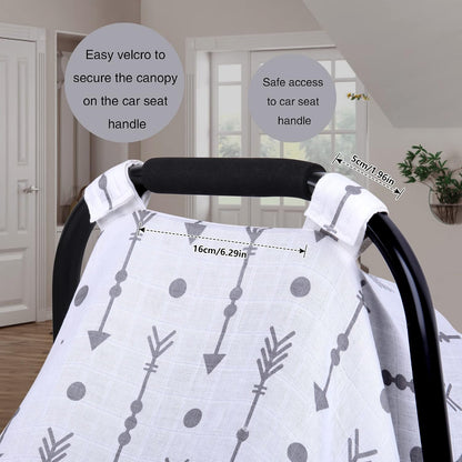Car Seat Cover Baby Girl, 100% Cotton Muslin Infant Carseat Canopy