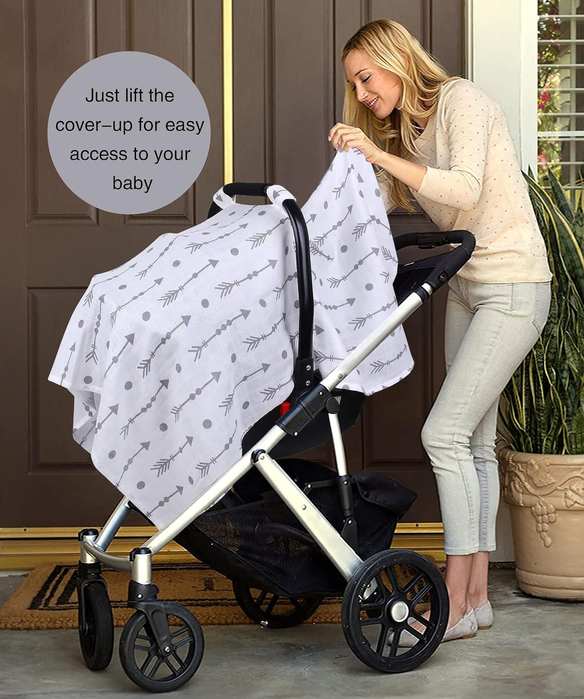 Car Seat Cover Baby Girl, 100% Cotton Muslin Infant Carseat Canopy