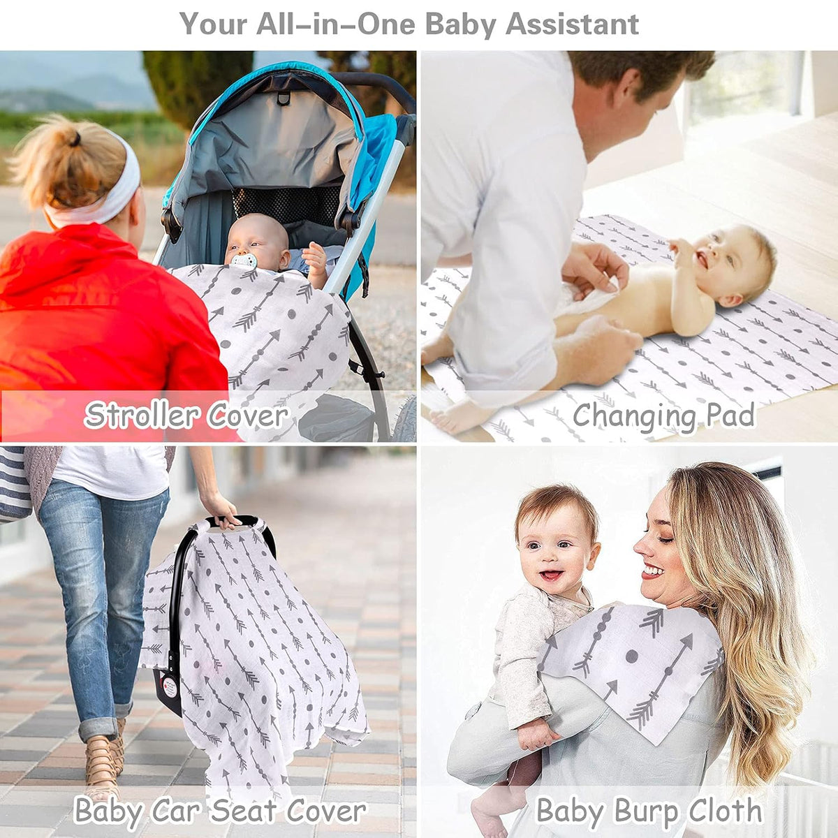 Car Seat Cover Baby Girl, 100% Cotton Muslin Infant Carseat Canopy
