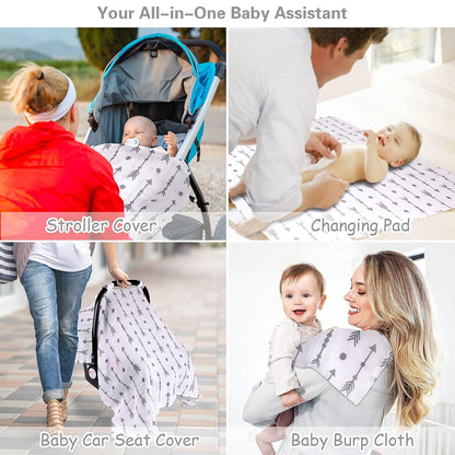 Car Seat Cover Baby Girl, 100% Cotton Muslin Infant Carseat Canopy