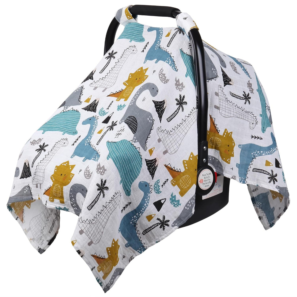 Car Seat Cover Baby Girl, 100% Cotton Muslin Infant Carseat Canopy