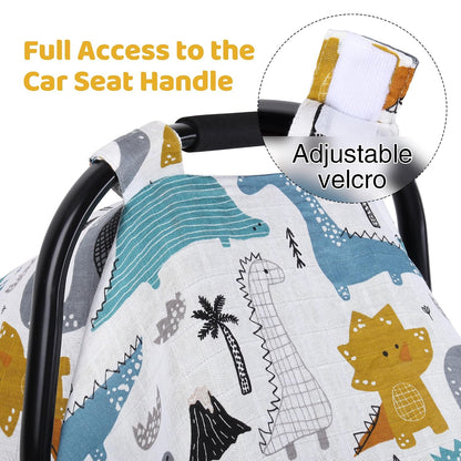 Car Seat Cover Baby Girl, 100% Cotton Muslin Infant Carseat Canopy