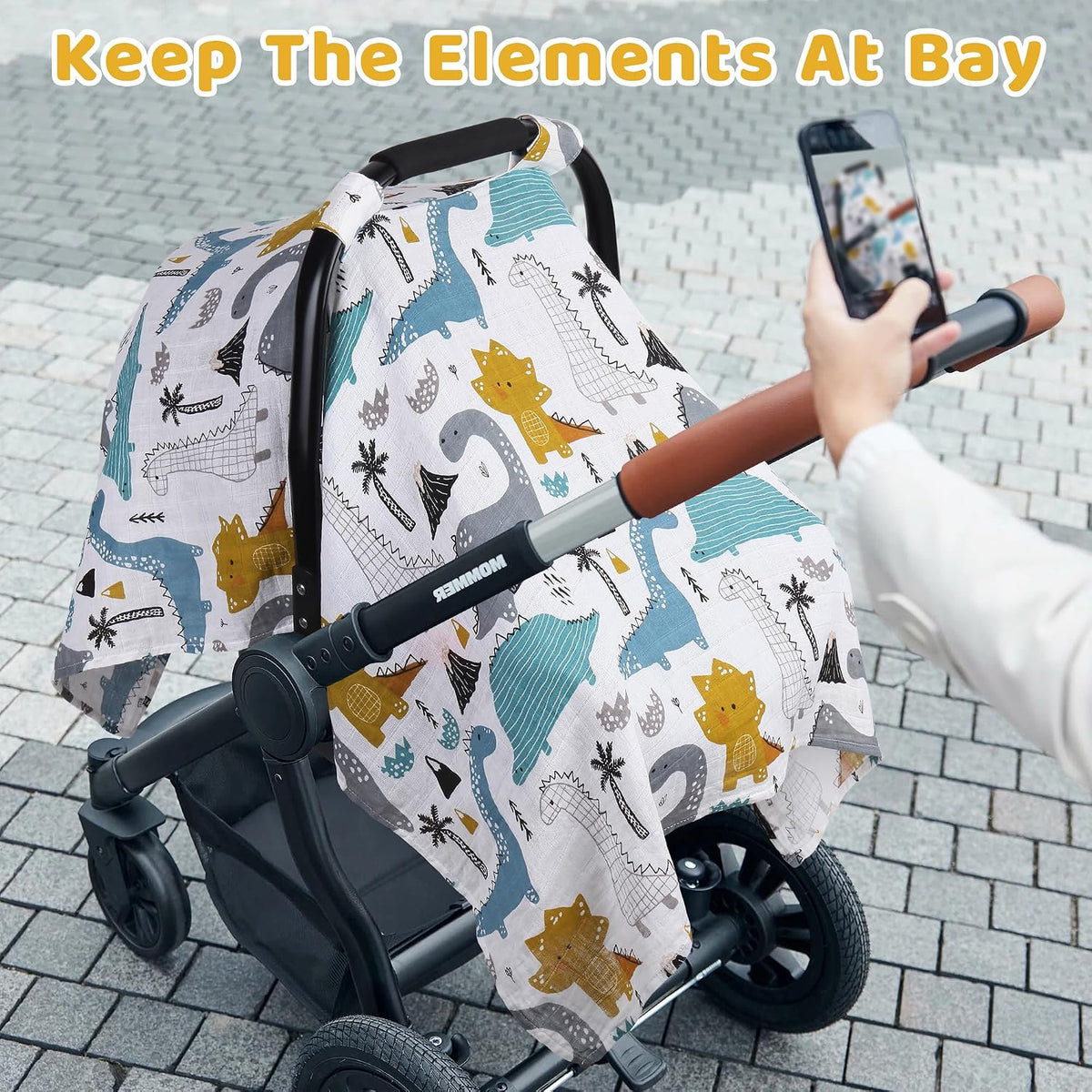 Car Seat Cover Baby Girl, 100% Cotton Muslin Infant Carseat Canopy