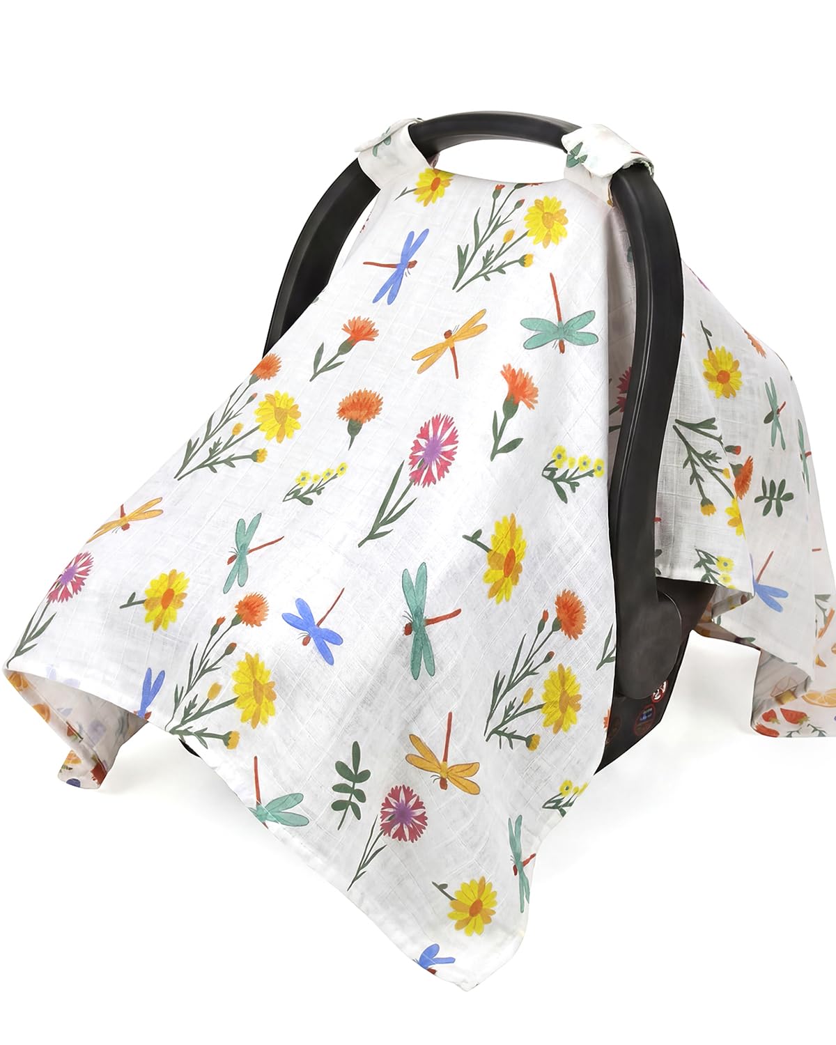 Car Seat Cover Baby Girl, 100% Cotton Muslin Infant Carseat Canopy