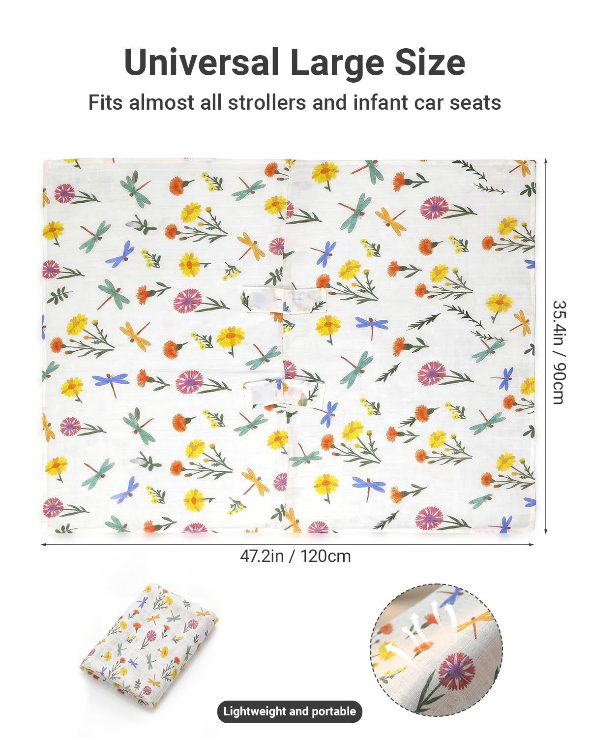 Car Seat Cover Baby Girl, 100% Cotton Muslin Infant Carseat Canopy