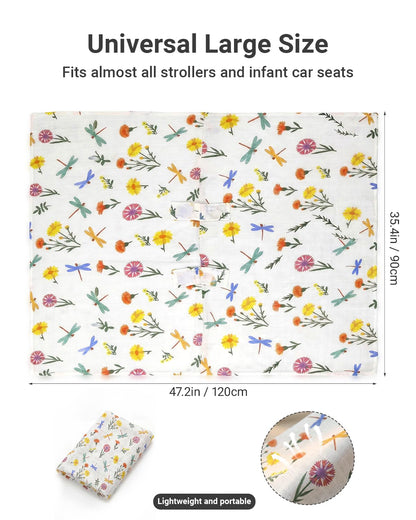 Car Seat Cover Baby Girl, 100% Cotton Muslin Infant Carseat Canopy