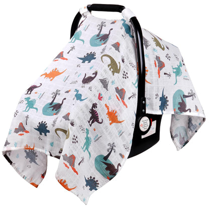 Car Seat Cover Baby Girl, 100% Cotton Muslin Infant Carseat Canopy
