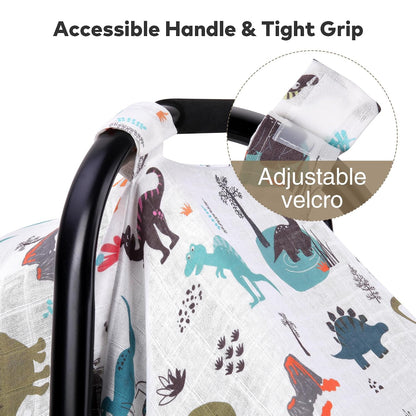 Car Seat Cover Baby Girl, 100% Cotton Muslin Infant Carseat Canopy