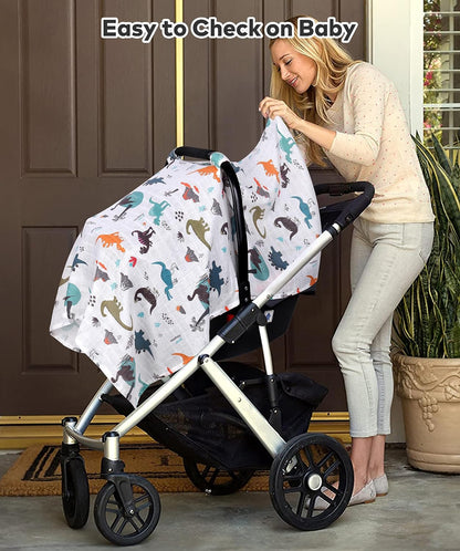 Car Seat Cover Baby Girl, 100% Cotton Muslin Infant Carseat Canopy
