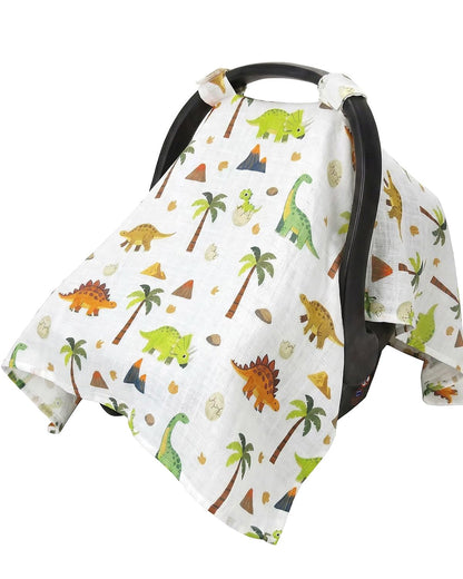 Car Seat Cover Baby Girl, 100% Cotton Muslin Infant Carseat Canopy