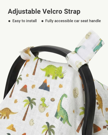 Car Seat Cover Baby Girl, 100% Cotton Muslin Infant Carseat Canopy